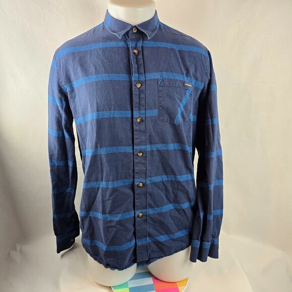 Oakley Other - Oakley Button Up Shirt Mens Large Blue Striped Casual Outdoors Pocket Sporty